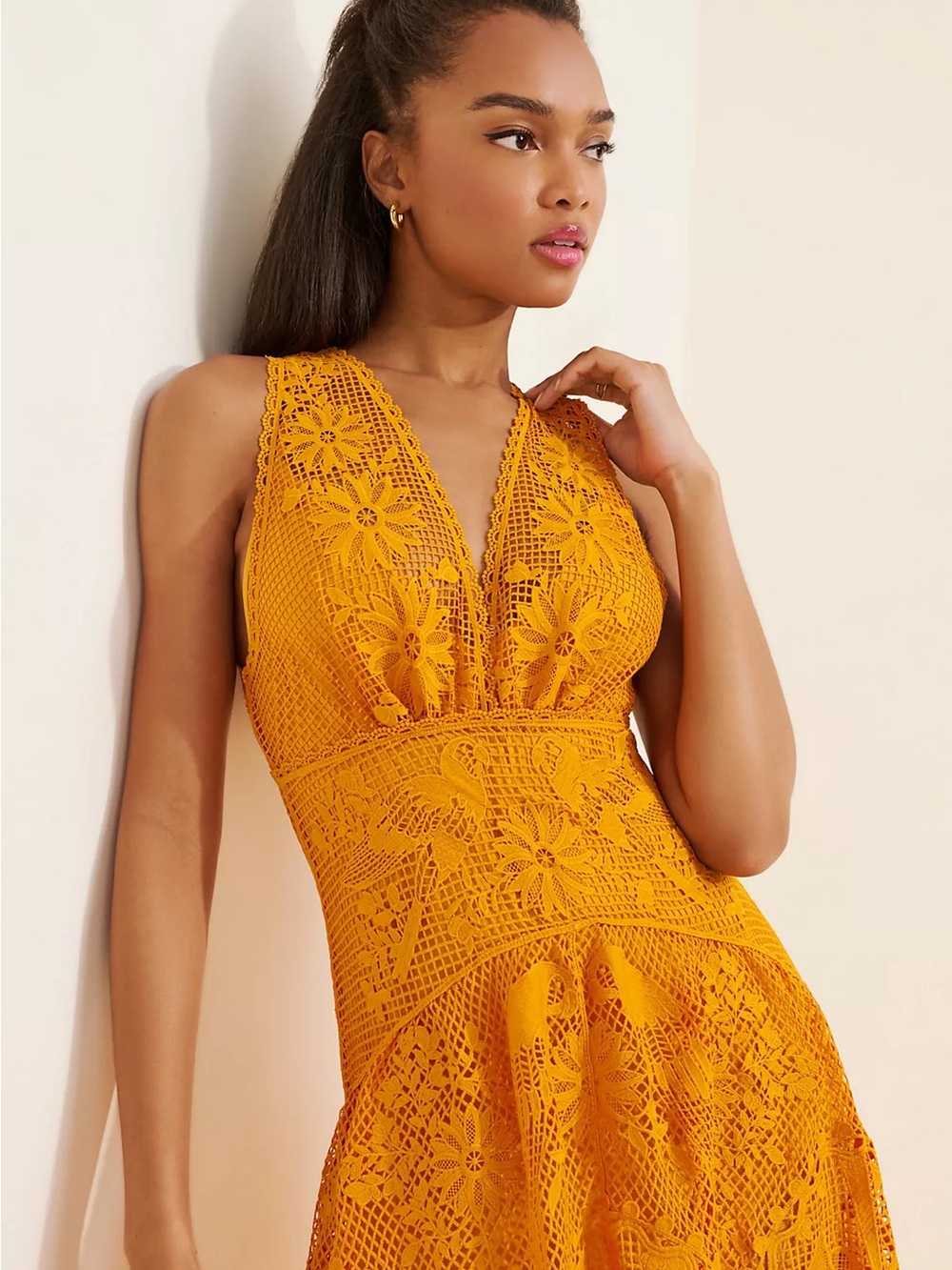 Farm Rio sleeveless lace midi dress